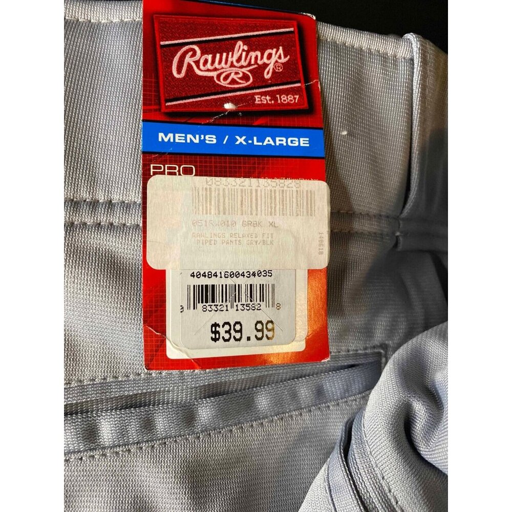 Rawlings Relaxed Fit Baseball Pants Mens XL 30" Gray Pro-Dri Adult Sports NWT - Picture 3 of 8